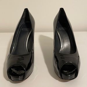 STUART WEITZMAN | EUC Black patent peep toe heels